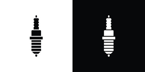 Spark plug icon in flat style, filled black symbol