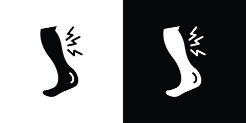 Shin pain icon in flat style, filled black symbol