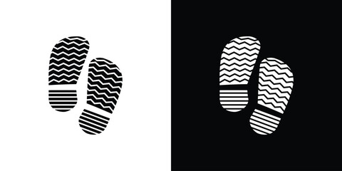 Shoe print icon in flat style, filled black symbol