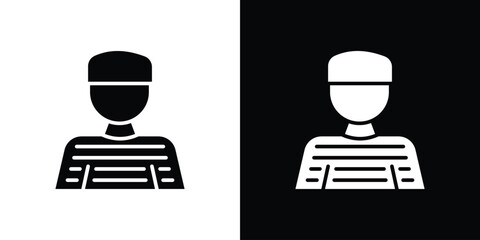 Prisoner icon in flat style, filled black symbol