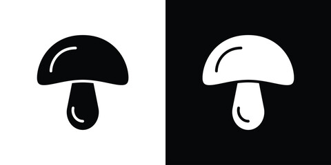 Mushroom icon in flat style, filled black symbol