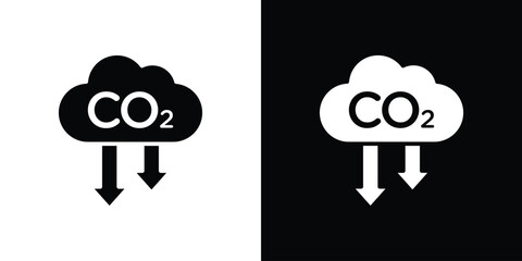 Low carbon dioxide icon in flat style, filled black symbol