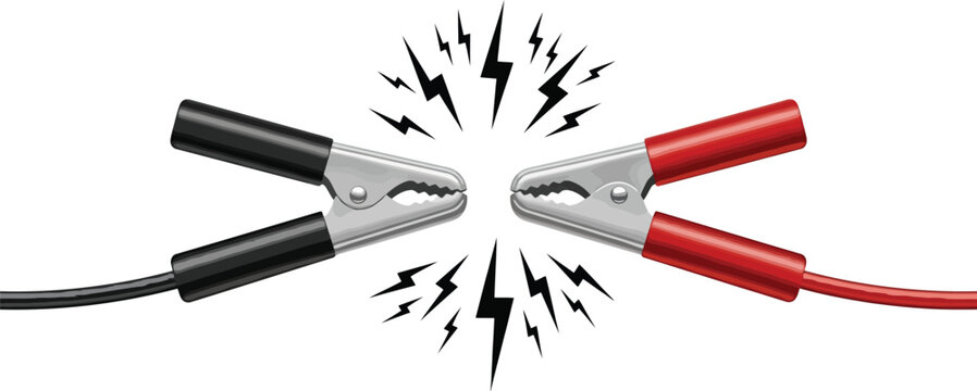 Battery jumper cables sparking electrical connection power