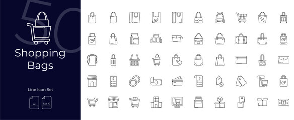 Shopping Bags Line Editable Icons set. Vector illustration in modern thin line style of Shopping Bags icons: shopping, bag, baggage, etc