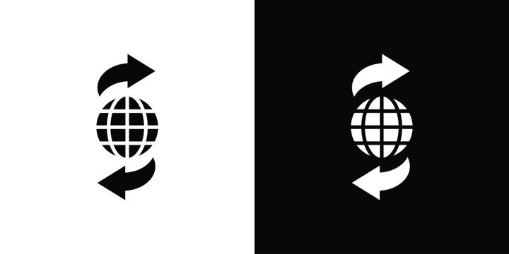 Import export icon in flat style, filled black symbol