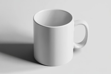 Fototapeta premium Empty white mug on a light background.