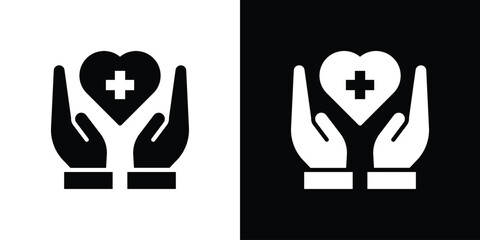 Health insurance icon in flat style, filled black symbol