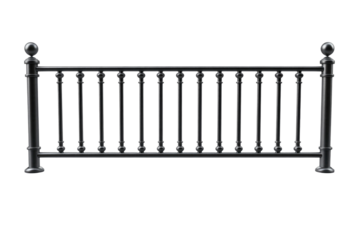Ornate metal balustrade section isolated on transparent background