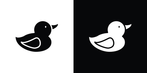 Duck icon in flat style, filled black symbol