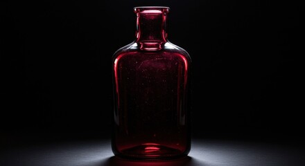 Dark red glass bottle studio shot