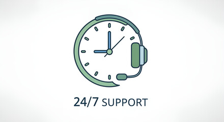 Hour customer service call center help desk support available all time vector illustration graphic