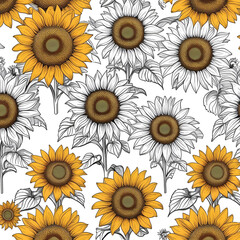 Vintage Sunflower Pattern Design