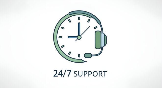 Hour customer service call center help desk support available all time vector illustration graphic