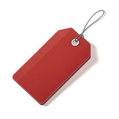 Fototapeta premium An elegant blank red tag with a subtle texture and string loop