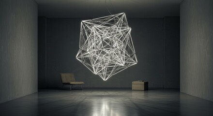Geometric radiance installation casting light within a modern room interior