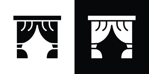 Curtains icon in flat style, filled black symbol