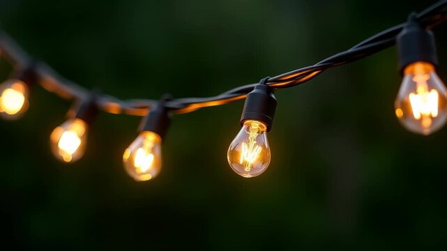 String Lights Hanging Outdoors at Dusk