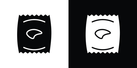 Chips bag icon in flat style, filled black symbol