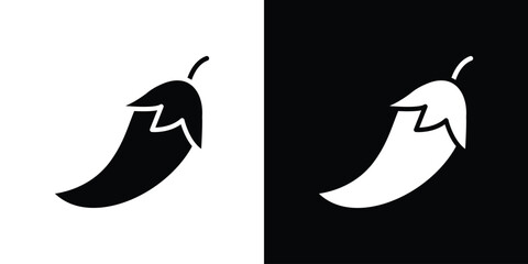 Chili icon in flat style, filled black symbol