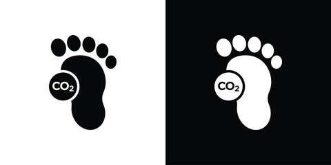 Carbon footprint icon in flat style, filled black symbol