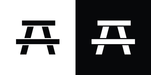 Camping table icon in flat style, filled black symbol