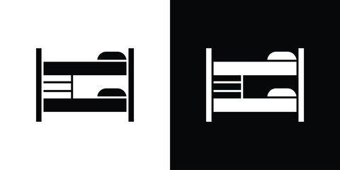 Bunk bed icon in flat style, filled black symbol