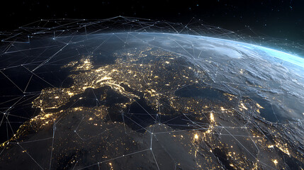 Illuminated Earth network from space night lights