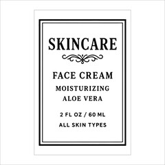 Elegant Skincare Label Design Template Black And White Background