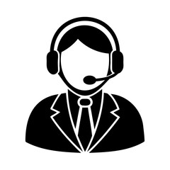 Customer Service Representative Icon with Headset and Suit Ready to Assist Your Business Needs