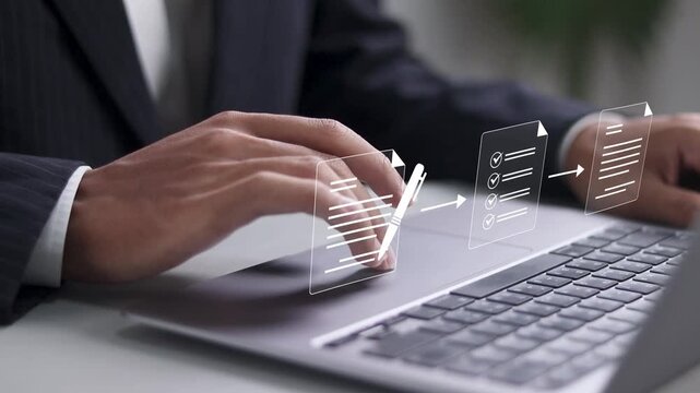 Concept of approved document for business process workflow illustrating management approval and and project approve.