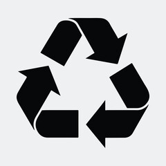 Silhouette recycling symbol three arrows process vector illustration