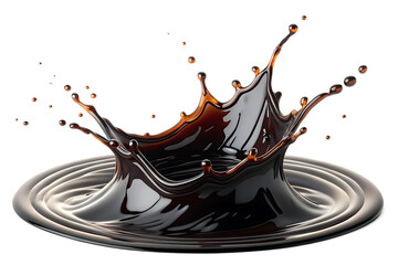 black soy sauce splash in glossy upward motion with high peak and realistic texture  on AI generated by PNG