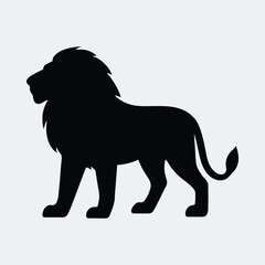 Silhouette regal lion standing proudly vector illustration