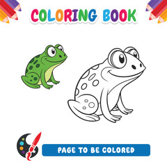coloring book for kids cartoon frog vector