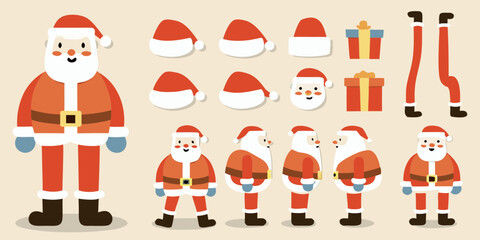 Collection of santa claus elements and characters for christmas