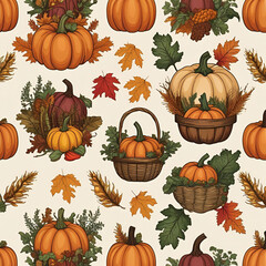 Vintage Pumpkins Pattern Designs
