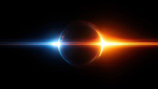 Cosmic orb, vibrant light streaks - Powered by Adobe