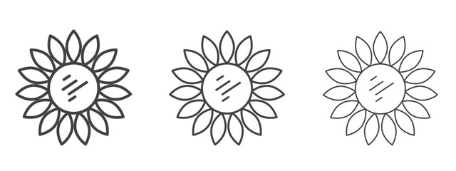 Sunflower icon in Line Art Style for Design collection
