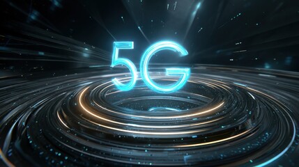 glowing 5g network speed light