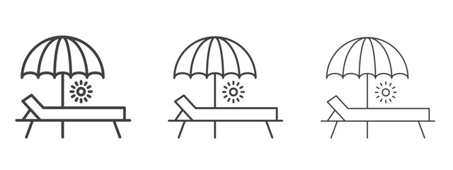 Sun bed icon in Line Art Style for Design collection
