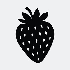 Silhouette strawberry simple fruit minimalist icon vector illustration