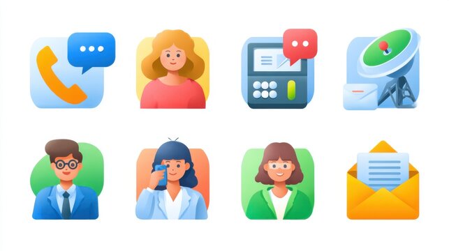 communication icons diverse people network