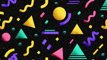 vibrant geometric shapes on black