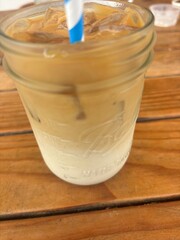 iced coffee by the beach 