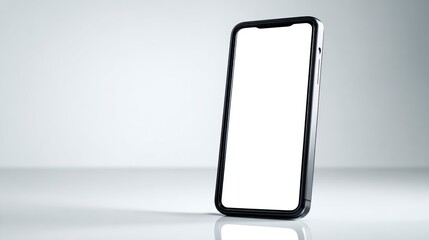 Modern smartphone, blank screen, gray background