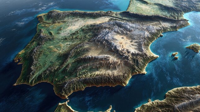iberian peninsula aerial view landscape