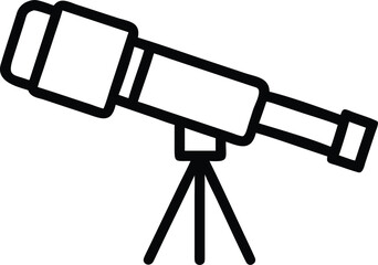 Telescope Icon Outline Astronomy Equipment on White Background