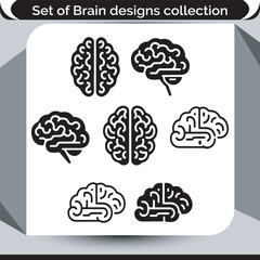 Brain Designs Collection Featuring Anatomical Human Brain Illustrations for Medical, Educational, and Healthcare Related Visuals and Graphics
