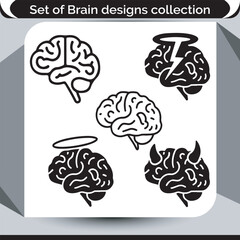 Brain Design Collection Artistic Vector Set Creative Brainwave Illustrations Symbolic Brain Art