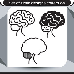 Creative Set of Brain Designs Collection Vector Illustration of Human Mind Anatomy Cerebral Silhouette in Graphic Style with a Title